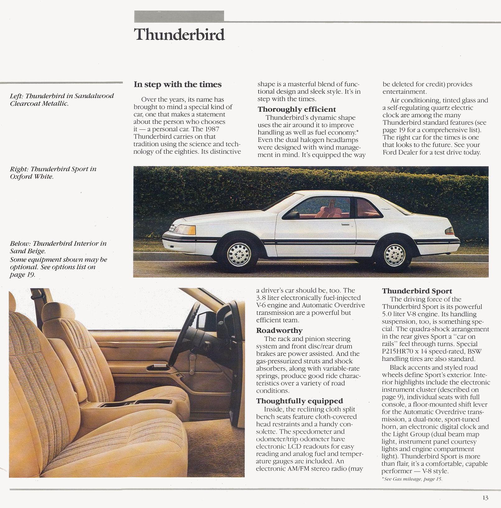 1987 Ford Thunderbird brochure